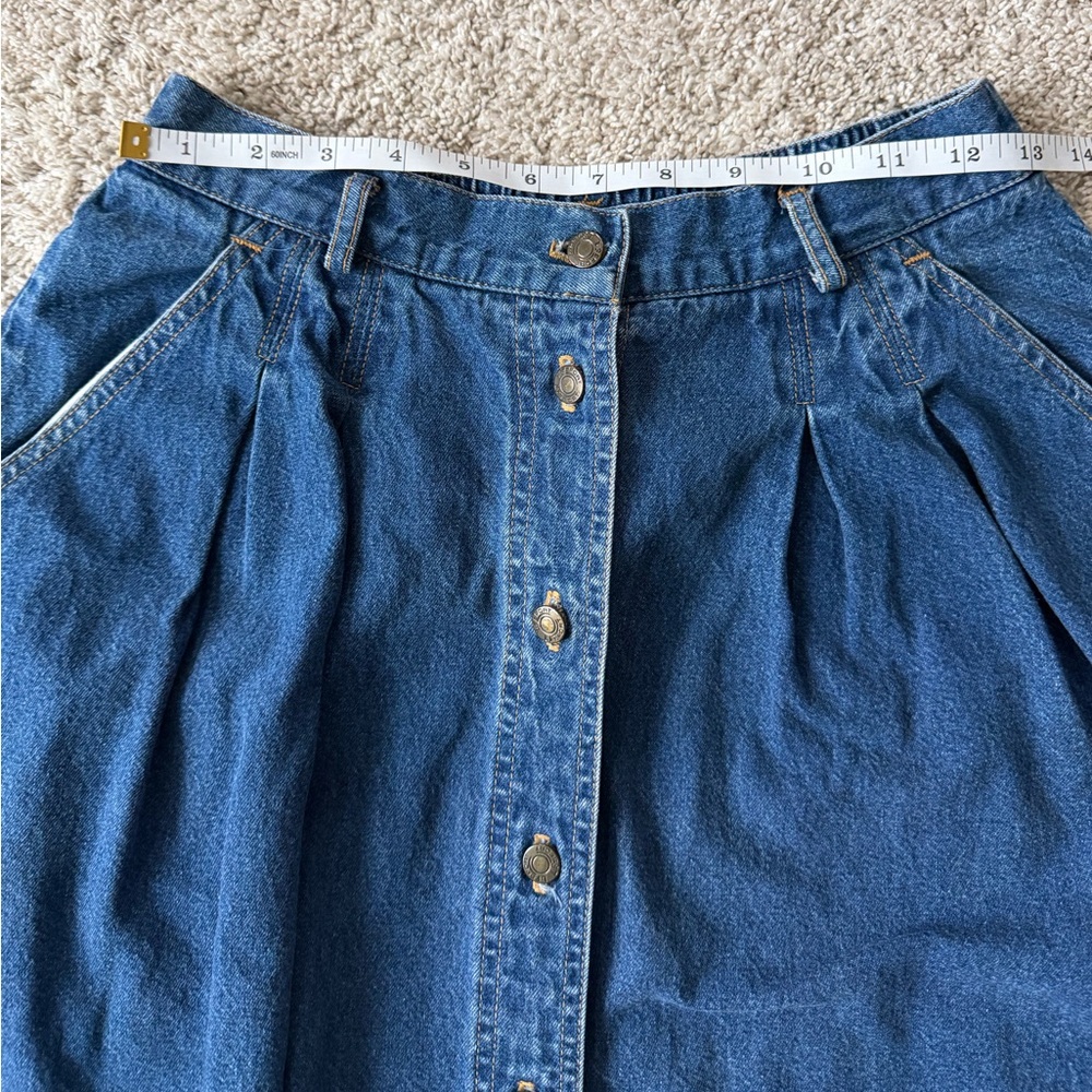 VTG Denim Midi Skirt Buttons - Picture 3 of 5